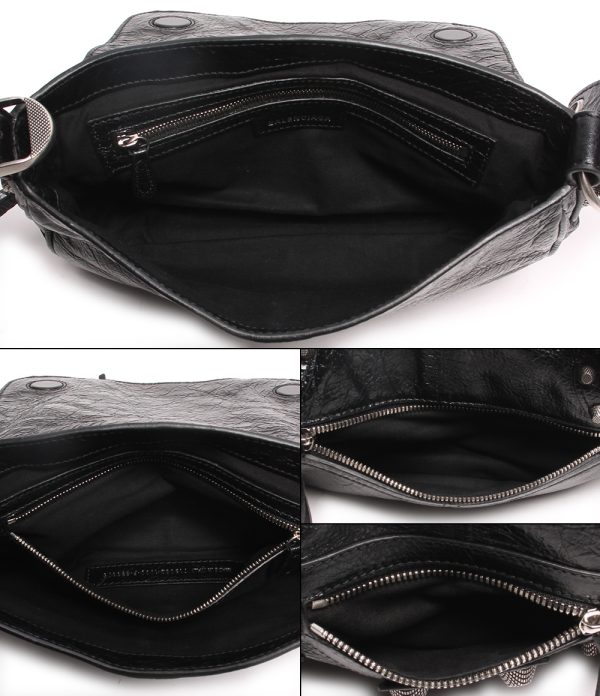 a182937003 3 Balenciaga Leather Shoulder Bag Metal Black