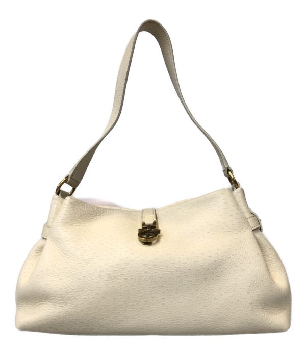 a183125004 1 Salvatore Ferragamo Leather Handbag Gancini White