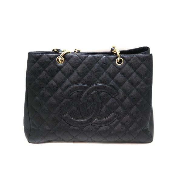 a22 1653 2 Chanel GST Tote Bag Caviar Skin Leather Black