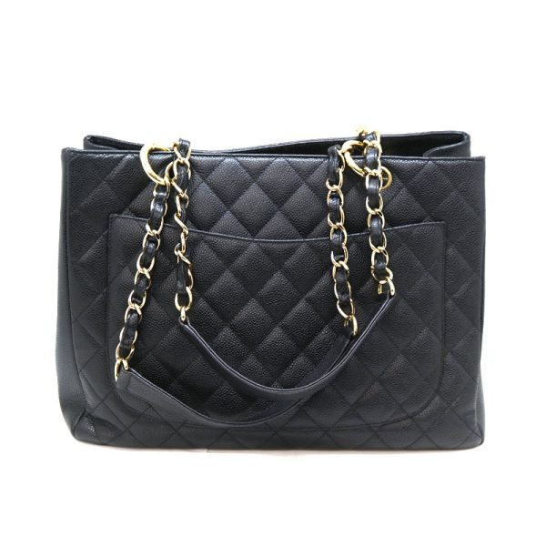 a22 1653 3 Chanel GST Tote Bag Caviar Skin Leather Black