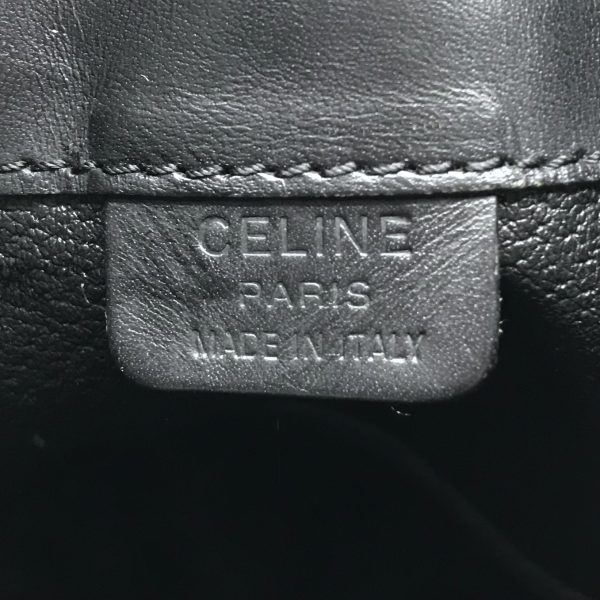 a2246 9 Celine Macadam Drawstring Vintage Leather Shoulder Bag Black