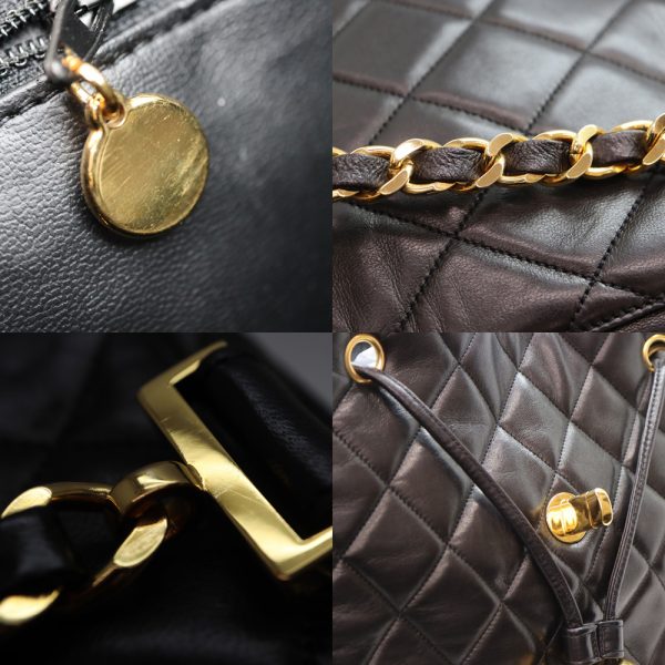 a23 3895 11 Chanel Bag Pack Matelasse Double Ball Charm Black