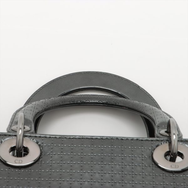 a2471618 5 Christian Dior Lady Dior Cannage Patent Leather Handbag Gray