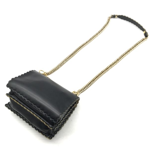 a2513 2 Fendi Mini Canai Leather Chain Shoulder Bag Black