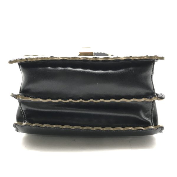 a2513 3 Fendi Mini Canai Leather Chain Shoulder Bag Black