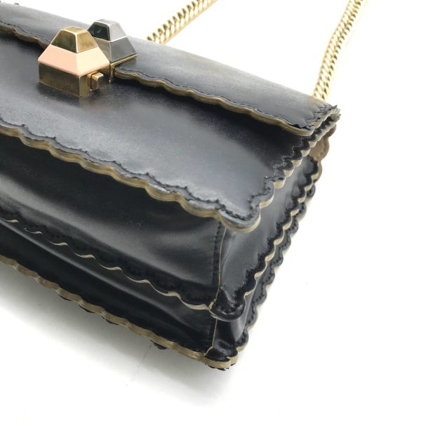 a2513 4 Fendi Mini Canai Leather Chain Shoulder Bag Black