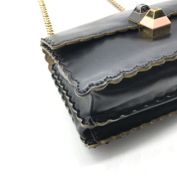 a2513 5 Fendi Mini Canai Leather Chain Shoulder Bag Black