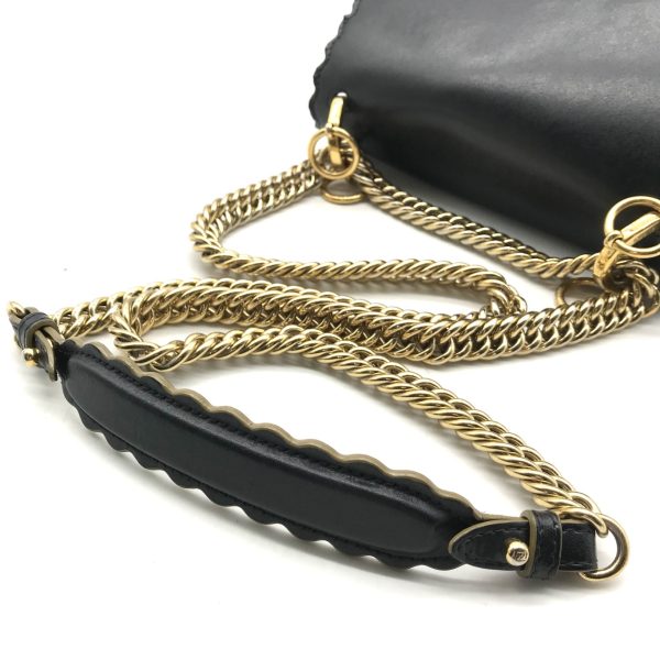 a2513 6 Fendi Mini Canai Leather Chain Shoulder Bag Black