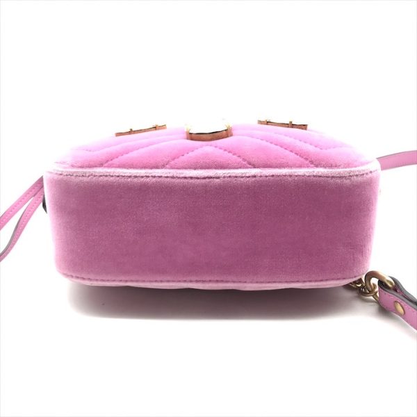 a3568 3 Gucci GG Marmont Velour Stone Chain Shoulder Bag Pink