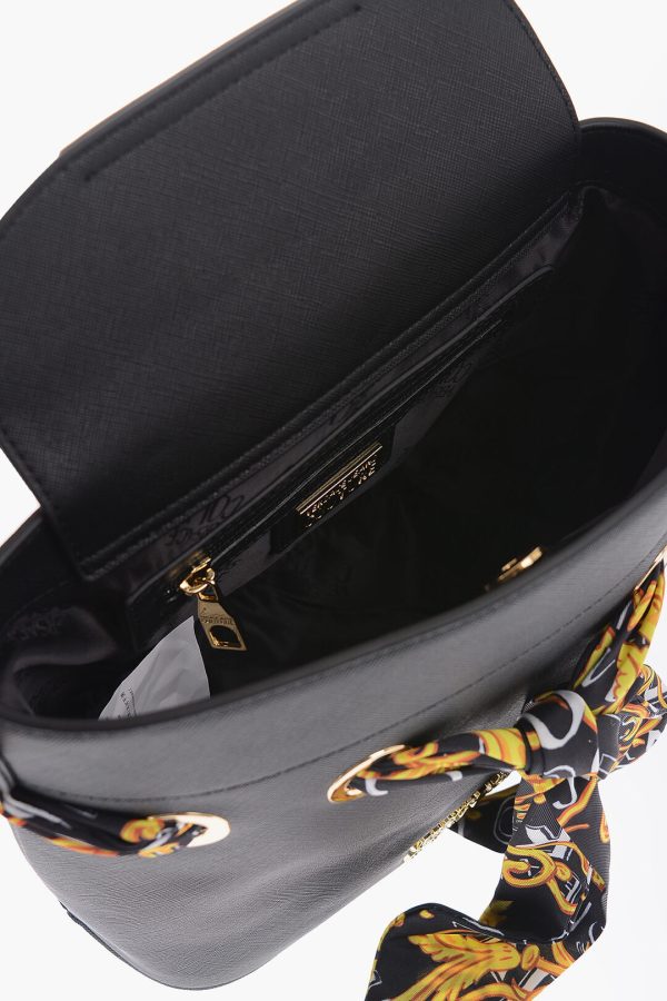 aac10dbd8aa9d12 dk 5 Versace Faux Leather Bucket Bag with Foulard Embellish Black