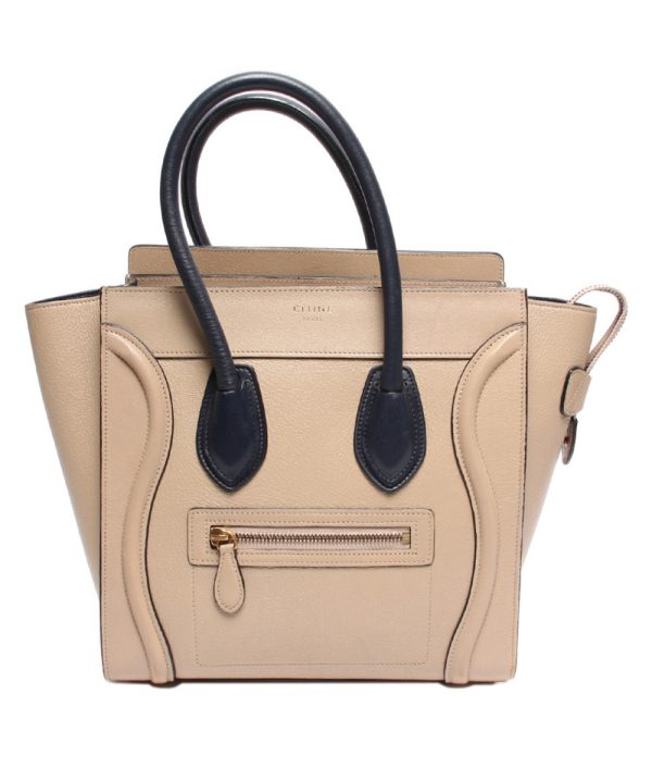 abo0043961 1 Celine Handbag Micro Shopper Luggage Beige Navy