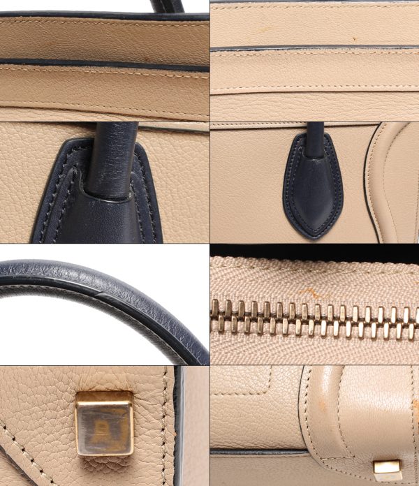 abo0043961 7 Celine Handbag Micro Shopper Luggage Beige Navy