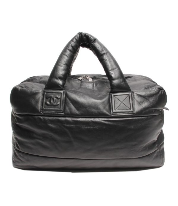 abo0053984 1 Chanel Boston Tote Bowling Bag Leather Black