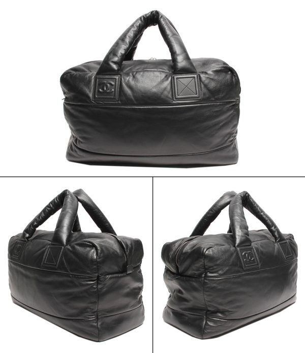 abo0053984 2 Chanel Boston Tote Bowling Bag Leather Black