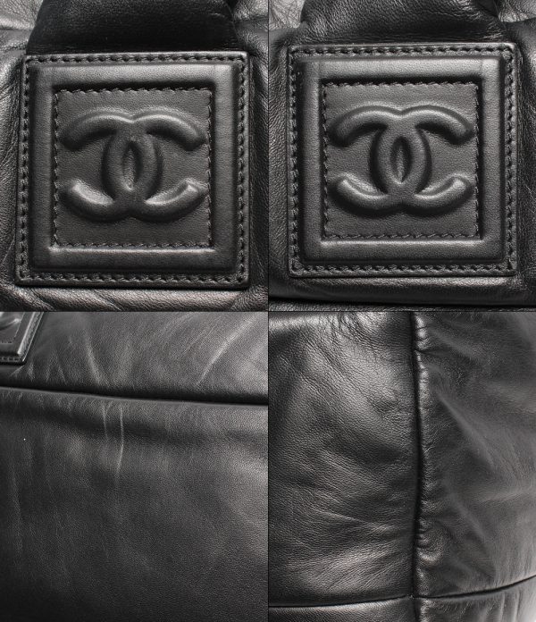 abo0053984 7 Chanel Boston Tote Bowling Bag Leather Black