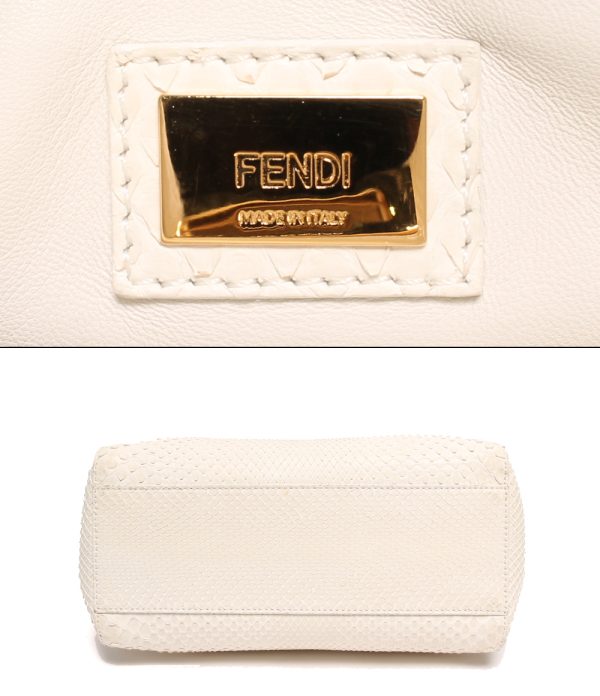 abo0054069 4 Fendi Mini Peekaboo Leather Python Shoulder Bag Beige