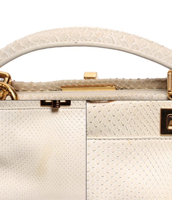 abo0054069 7 Fendi Mini Peekaboo Leather Python Shoulder Bag Beige