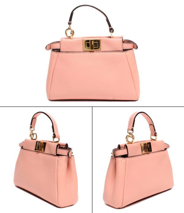 abo0055320 2 Fendi 2way Leather Shoulder Bag Salmon Pink