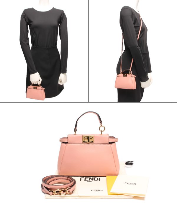 abo0055320 8 Fendi 2way Leather Shoulder Bag Salmon Pink