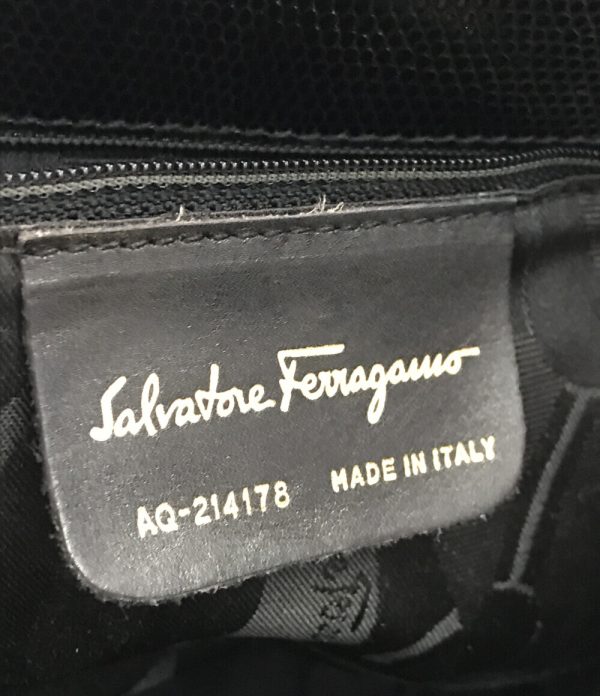 abo0057160 4 Salvatore Ferragamo Embossed Handbag Vara Black