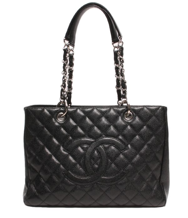 abo0061540 1 Chanel GST Tote Bag Chain Shoulder Matelasse Black