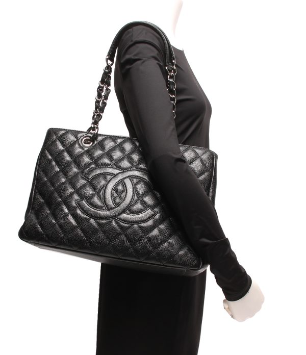 abo0061540 7 Chanel GST Tote Bag Chain Shoulder Matelasse Black