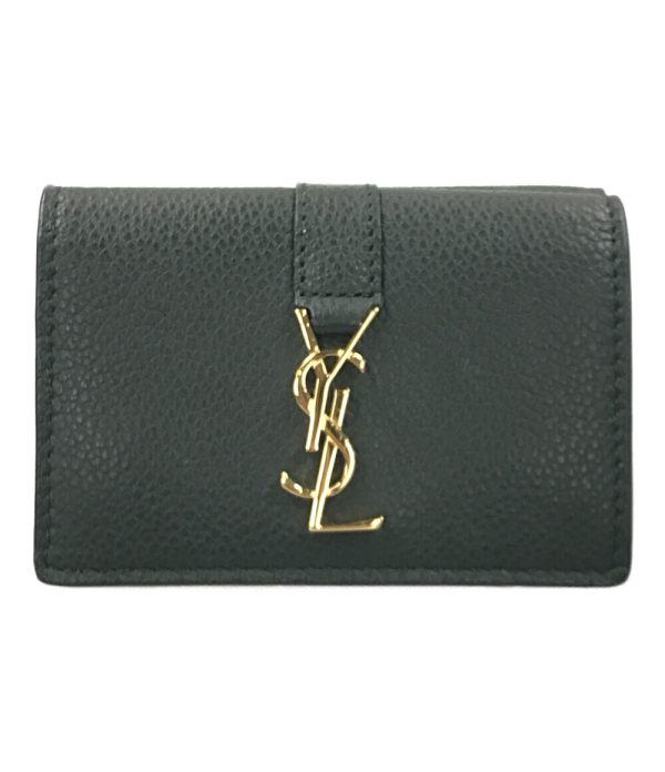 abo0062564 1 Saint Laurent Paris Trifold Mini Wallet Green