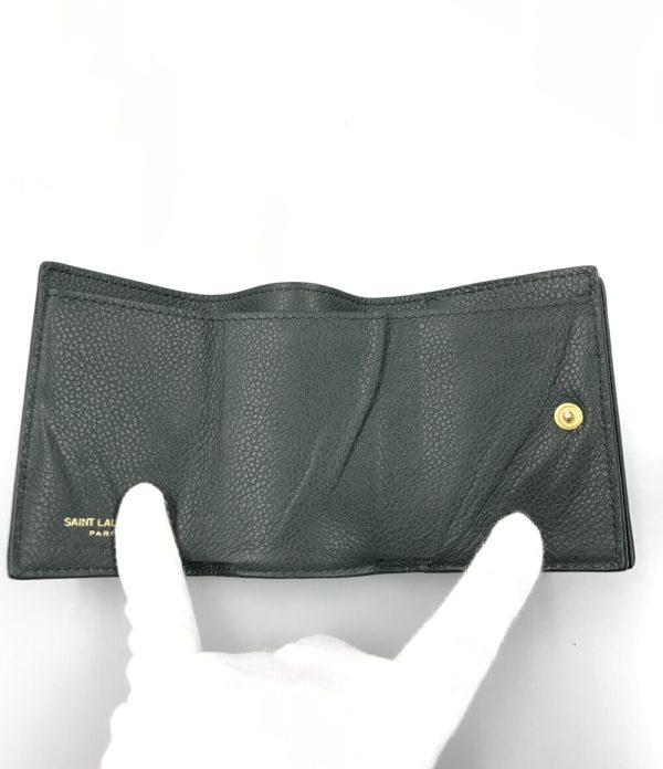 abo0062564 3 Saint Laurent Paris Trifold Mini Wallet Green