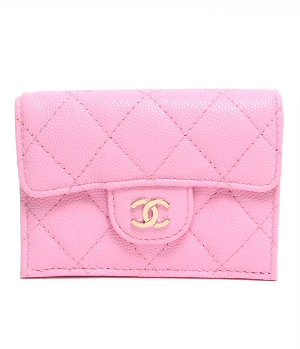 abo0064143 1 Chanel Trifold Wallet Coco Mark Caviar Skin Pink