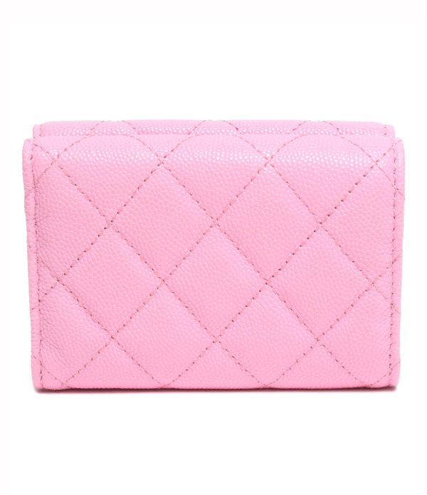 abo0064143 2 Chanel Trifold Wallet Coco Mark Caviar Skin Pink