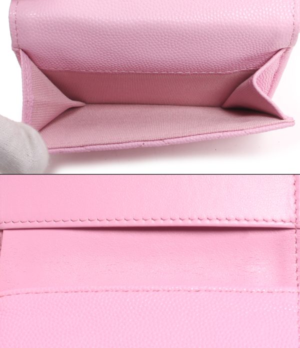 abo0064143 6 Chanel Trifold Wallet Coco Mark Caviar Skin Pink