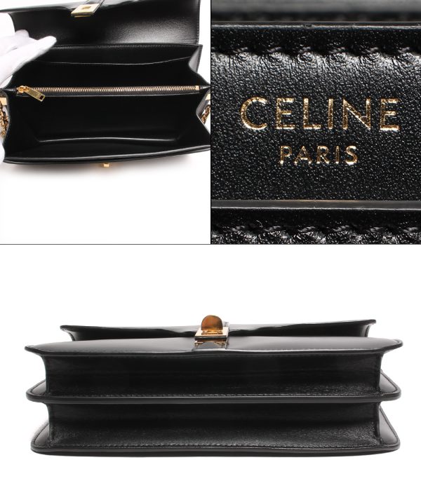 abo0065424 4 Celine Shoulder Turnlock Chain Bag 16 Saise Black