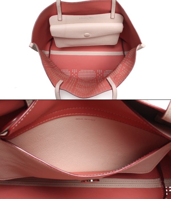 abo0066726 3 Christian Dior Leather Tote Bag Punching Pink