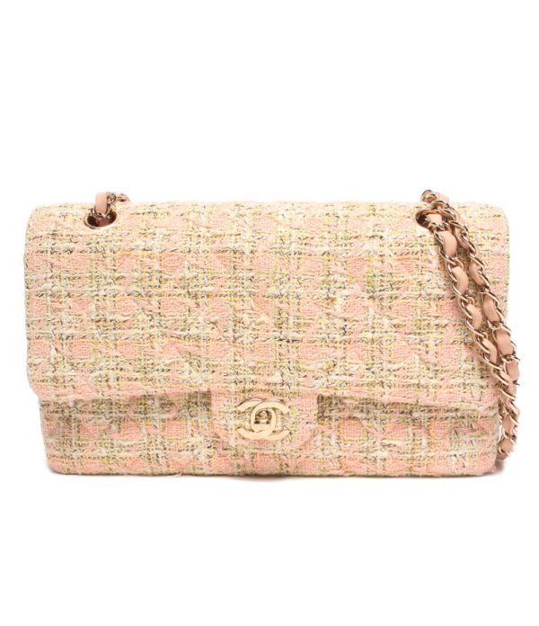 abo0066781 1 Chanel Chain Shoulder Bag Tweed Matelasse Pink