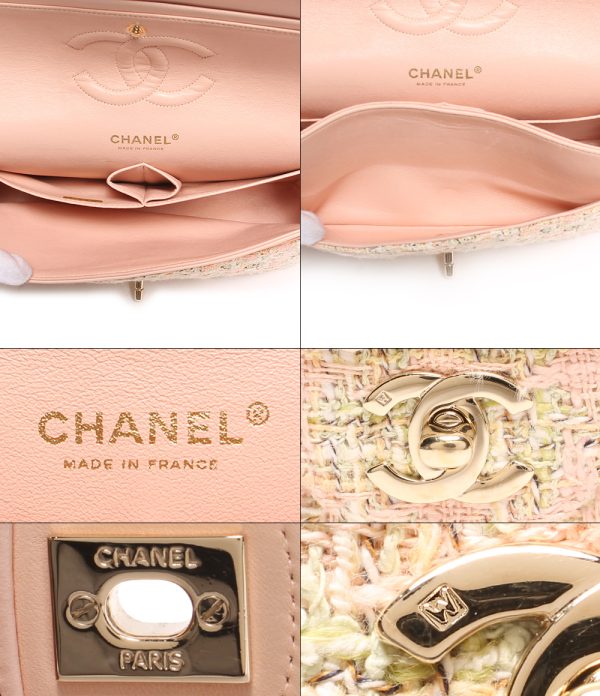 abo0066781 4 Chanel Chain Shoulder Bag Tweed Matelasse Pink