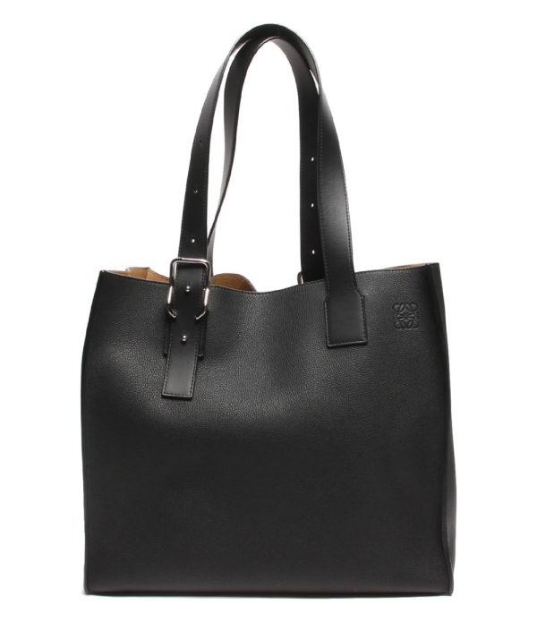 abo0067286 1 Loewe Leather Tote Bag Anagram Buckle Black