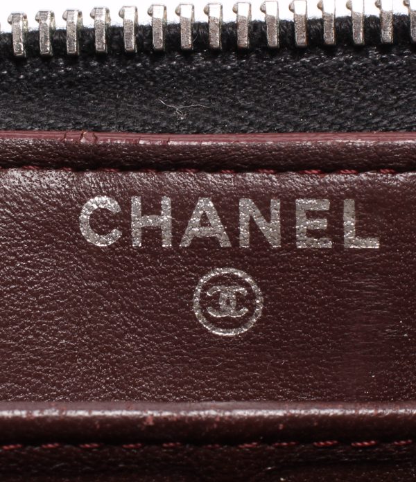 abo0067390 4 Chanel Round Zipper Long Wallet Matelasse Black