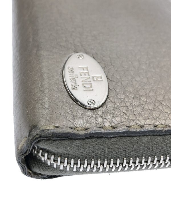 abo0068343 8 Fendi Selleria Round Zipper Long Wallet Gray