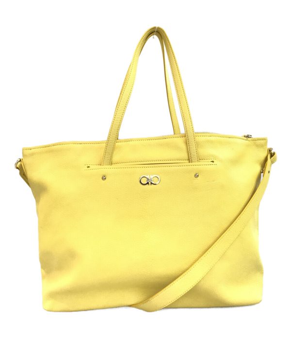 abo0071047 1 Salvatore Ferragamo 2way Tote Bag Shoulder Yellow