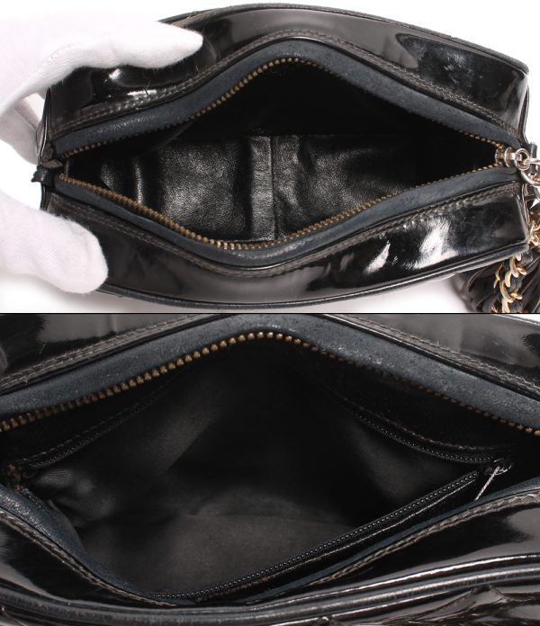 abo0071140 3 Chanel Chain Leather Shoulder Bag Coco Mark Black