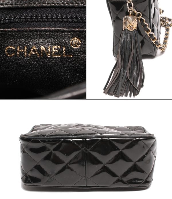 abo0071140 4 Chanel Chain Leather Shoulder Bag Coco Mark Black