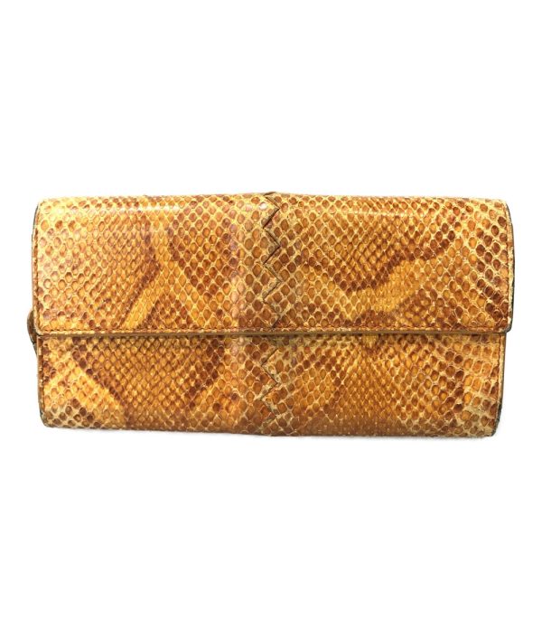 abo0071177 1 Bottega Veneta Long Wallet Python Leather Orange