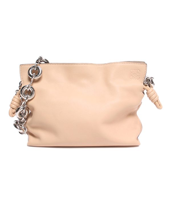 abo0071829 1 Loewe Leather Clutch Bag Shoulder Bag Beige