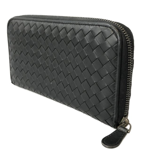 abo0071839 2 Bottega Veneta Round Zipper Long Wallet Black