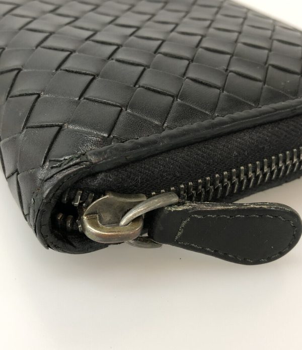 abo0071839 7 Bottega Veneta Round Zipper Long Wallet Black