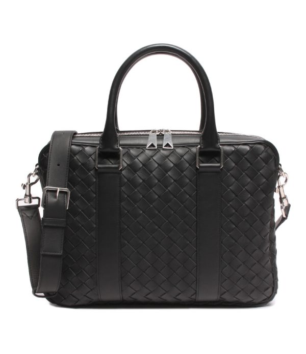 abo0071856 1 Bottega Veneta Leather Briefcase Intrecciato Black