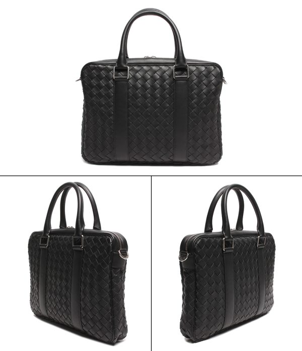 abo0071856 2 Bottega Veneta Leather Briefcase Intrecciato Black