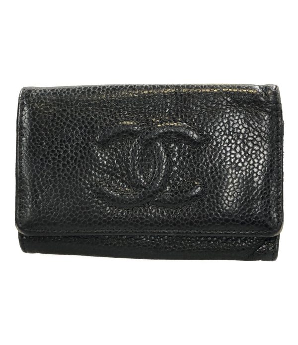 abo0074619 1 Chanel 6 Key Case Caviar Skin Black