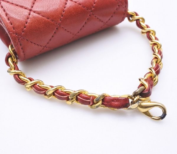 ai tdc 017796 5 Chanel Chain Charm Vintage Mini Matelasse Pouch Red