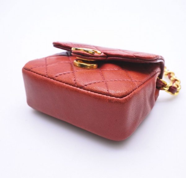 ai tdc 017796 9 Chanel Chain Charm Vintage Mini Matelasse Pouch Red